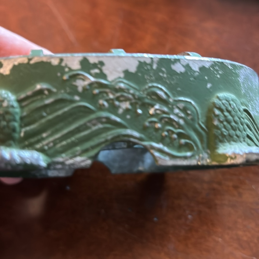 Vintage, cast iron Green Turtle Shaped flower “frog” - Picture 8 of 8